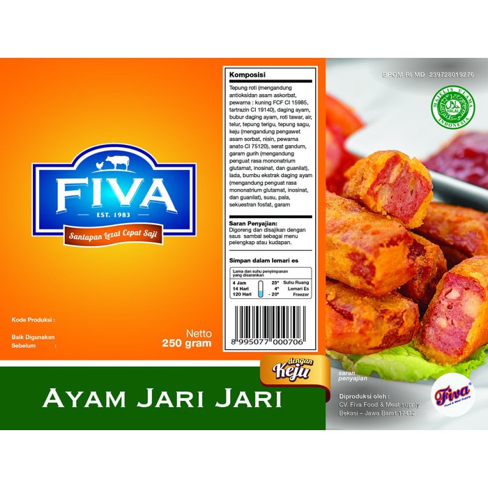 

Fiva Ayam Jari-Jari Chicken Finger Netto 250 Gram
