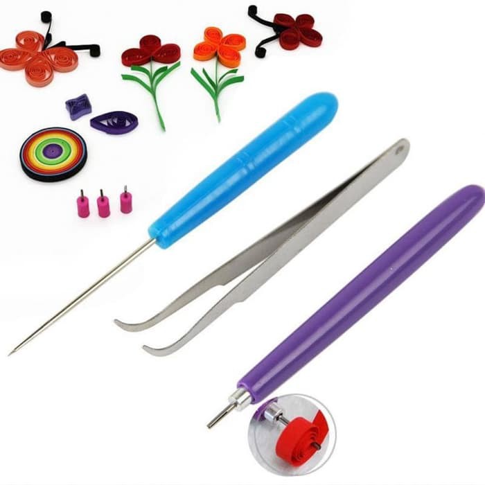 Quilling Tweezer Sloted Needle - Set Jarum dan Penjepit Quilling (3pcs