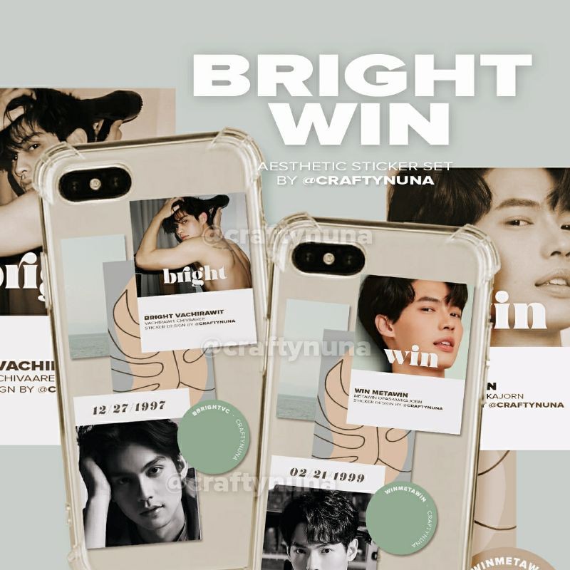 ⭐ BRIGHT &amp; WIN Aesthetic Minimalist Sticker Set ⭐ vachirawit metawin stiker case hp 2gether