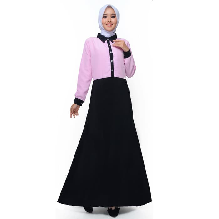 Long Dress Gamis Maxi kombinasi warna - Jfashion Pinkan