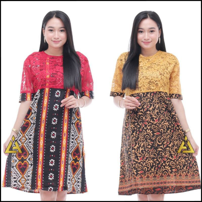 Dress Brukat Tenun Toraja Batik Songket Troso Brokat Baju Natal Pesta Broklat Modern Pendek Brocade