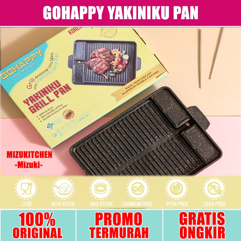 NEW Premium Yakiniku Double Grill Gohappy GHK38 Original grilled pan panci panggang - alat pemanggang