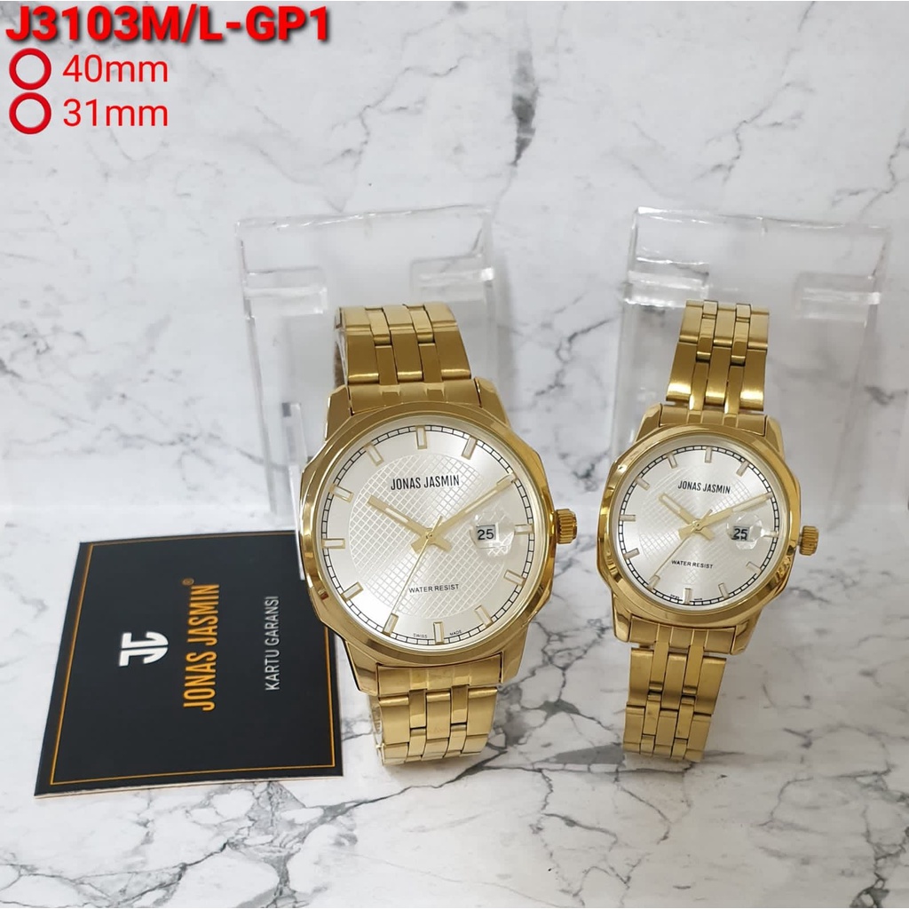 Jam Tangan JONAS JASMIN JJ- 3103/ Fashion Pasangan / Couple Jonas Jasmin JJ3103HM Tanggal Aktif Tali Rantai / JAM TANGAN JONAS JASMIN STAINLESS STEEL