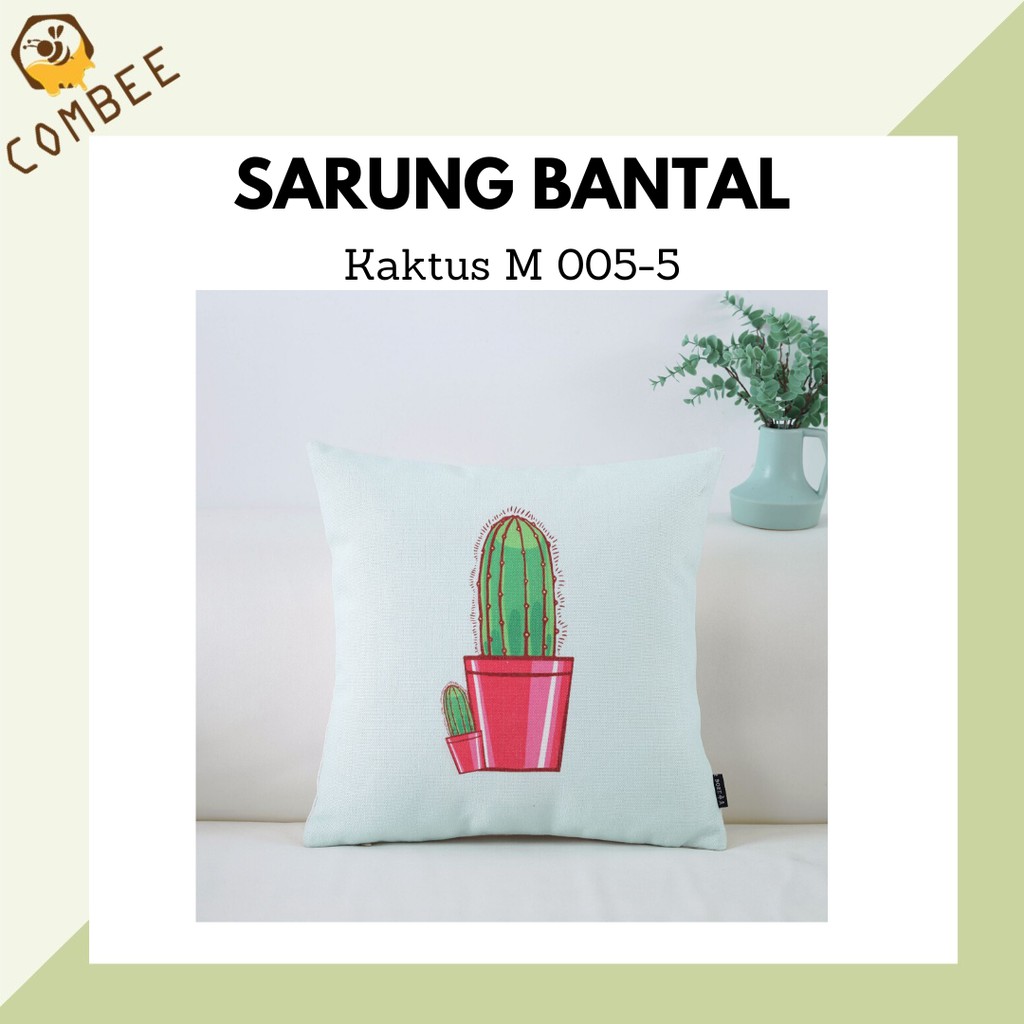 Pillow Case / Sarung Bantal / Sarung Tutup Bantal Sofa Kain Cotton Linen Kaktus M005