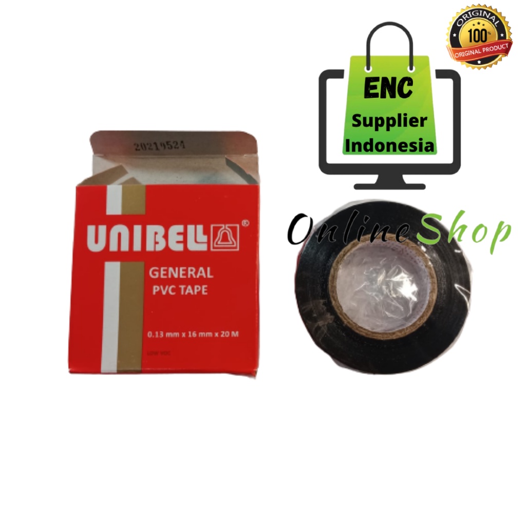 

unibell 1 buah isolasi kabel hitam 16 mm solatip lakban kain perekat listrik 20 m per rol - enc.sup