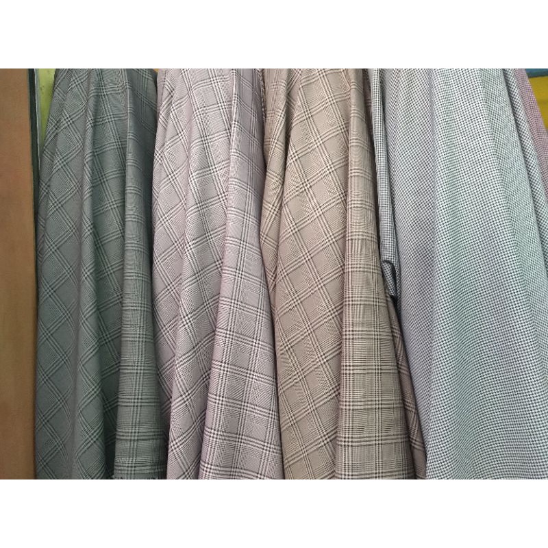 Kain bahan semiwool kotak/kain semiwool bahan blazer motif kotak