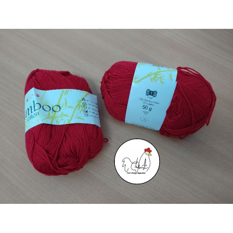 Benang Rajut Katun Bamboo - MERAH TUA