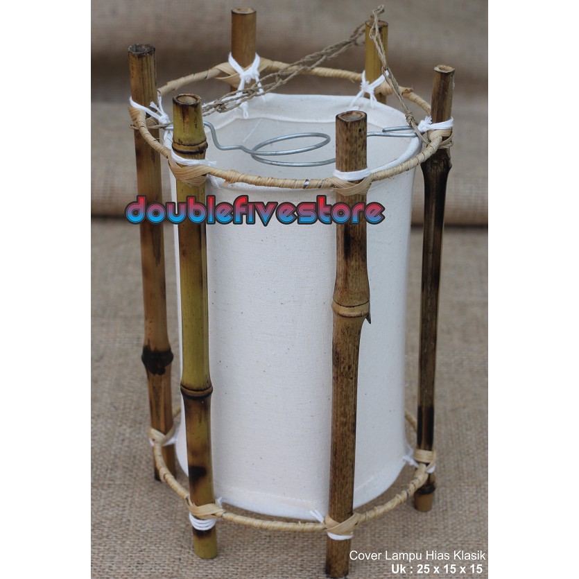 Kap Lampu Hias Bambu Kap Lampu Hias Gantung Klasik Bambu Natural Tradisional Uk 25 x 15 x 15