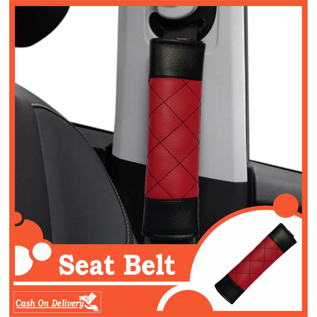 Cover Seat Belt Kulit Sintetis Bozman Mobil Keselamatan Safety Berkendara Motif