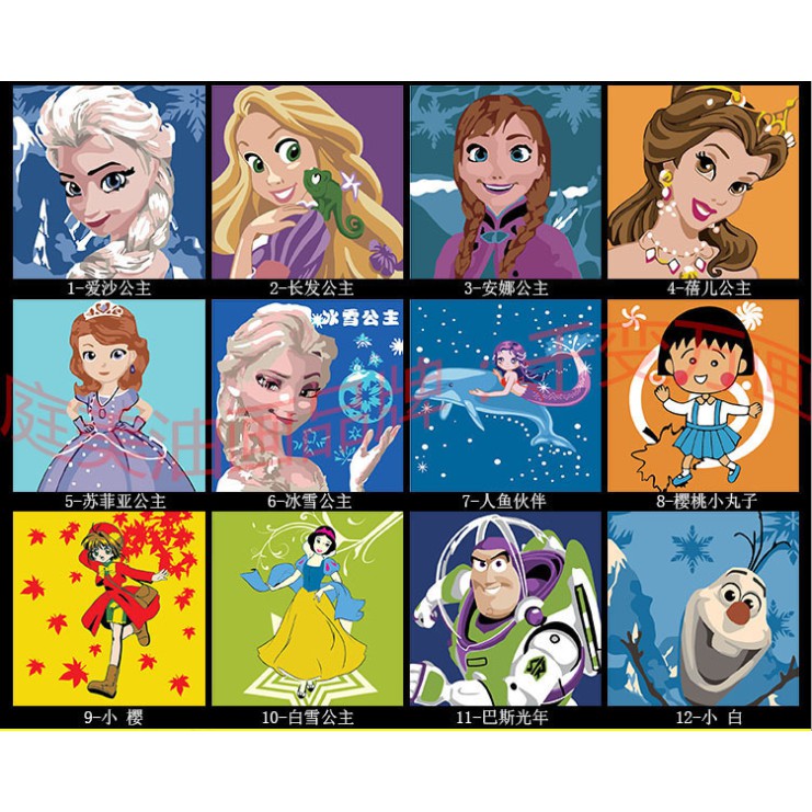 Prakarya Anak Kanvas Lukis Anak [Seri Karakter DISNEY] / Painting By Number / Set Alat Lukis DIY Kit