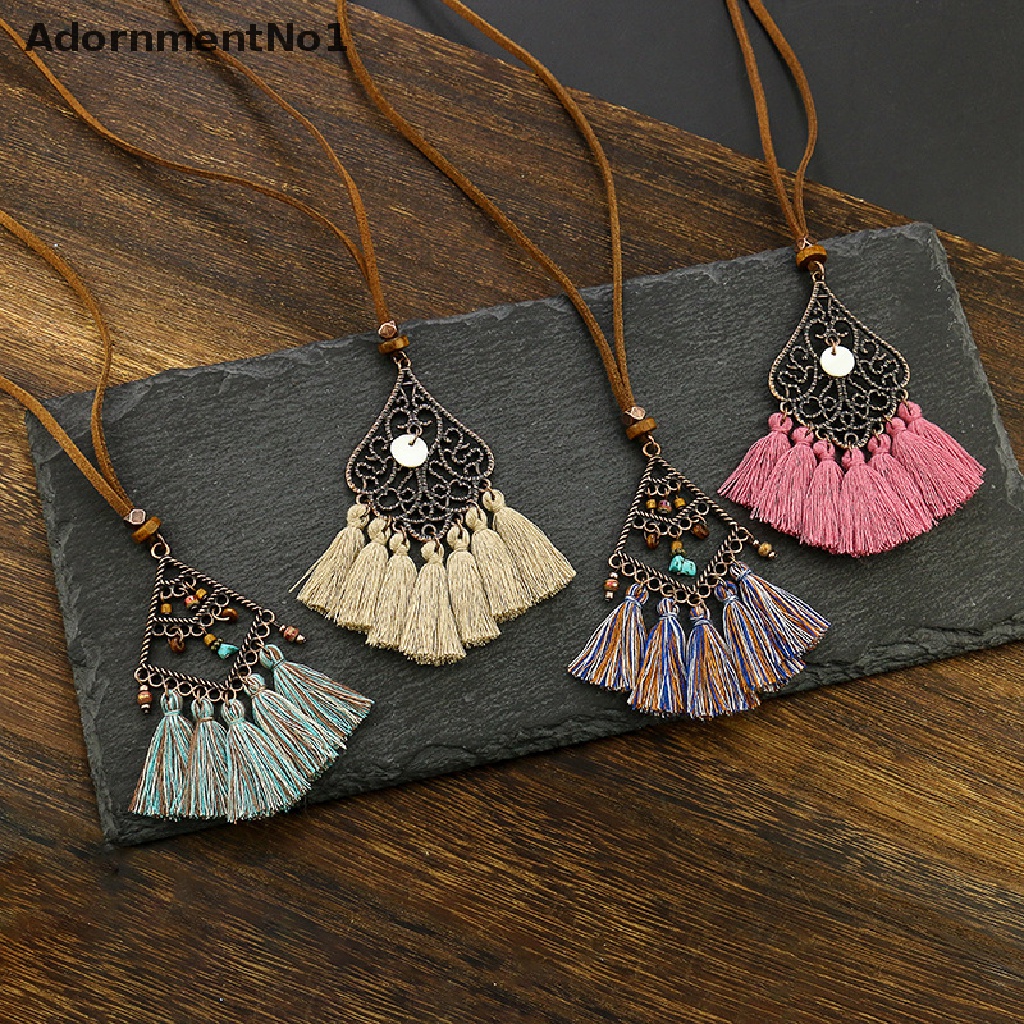 (AdornmentNo1) Kalung Choker Vintage Bohemia Aksen Rumbai Panjang Untuk Perhiasan Wanita