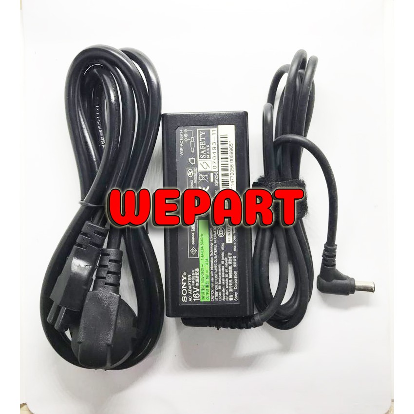 Original Adaptor Charger Laptop Sony Vaio PCG-505EX C1F GR SR17 SRX41P Z1A1 16V 4A 65W DC 6.5x4.4m