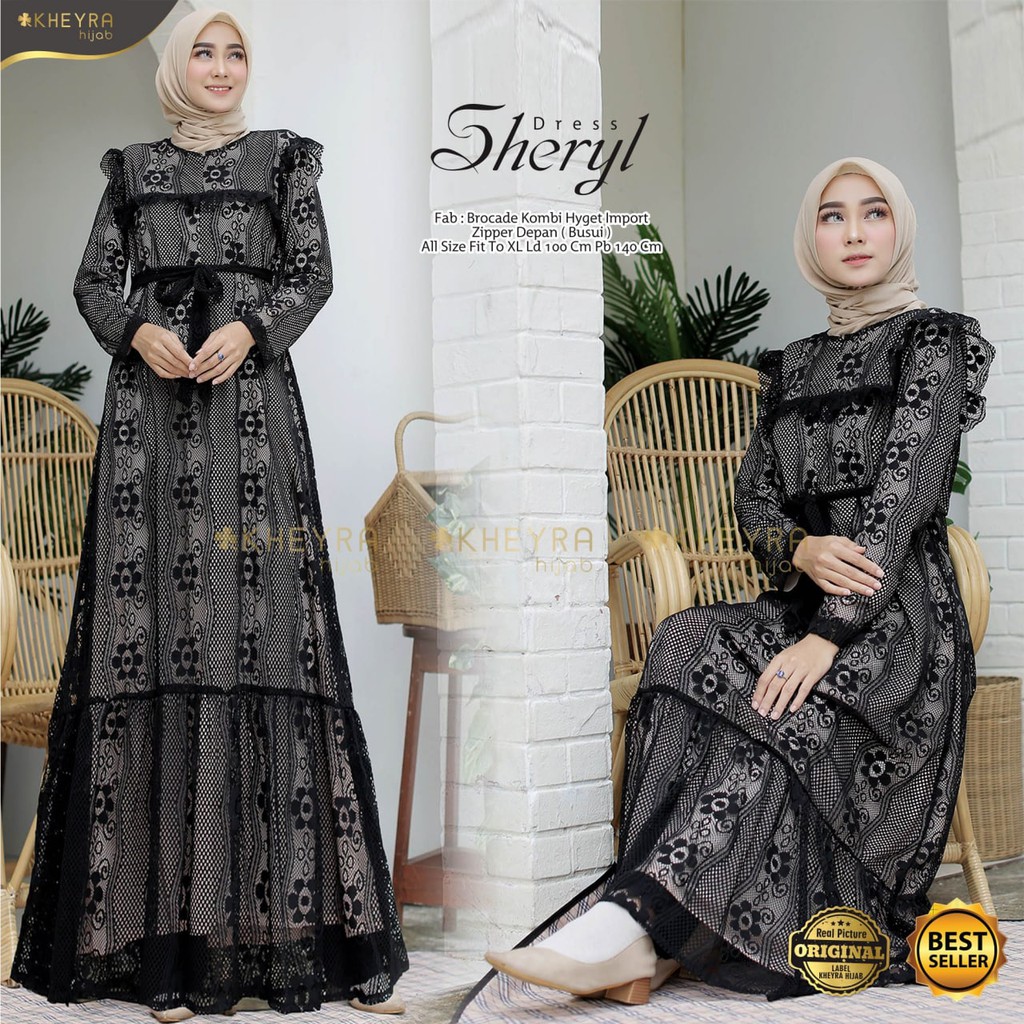Wearup busui SHERYL ld 100 by alila long maxy dress brokat kombinasi satin fashion party dress gamis
