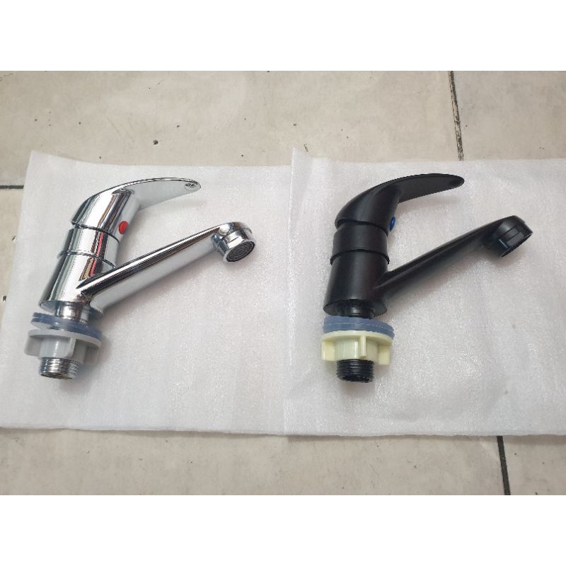 Kran wastafel hitam black / chrome promo murah
