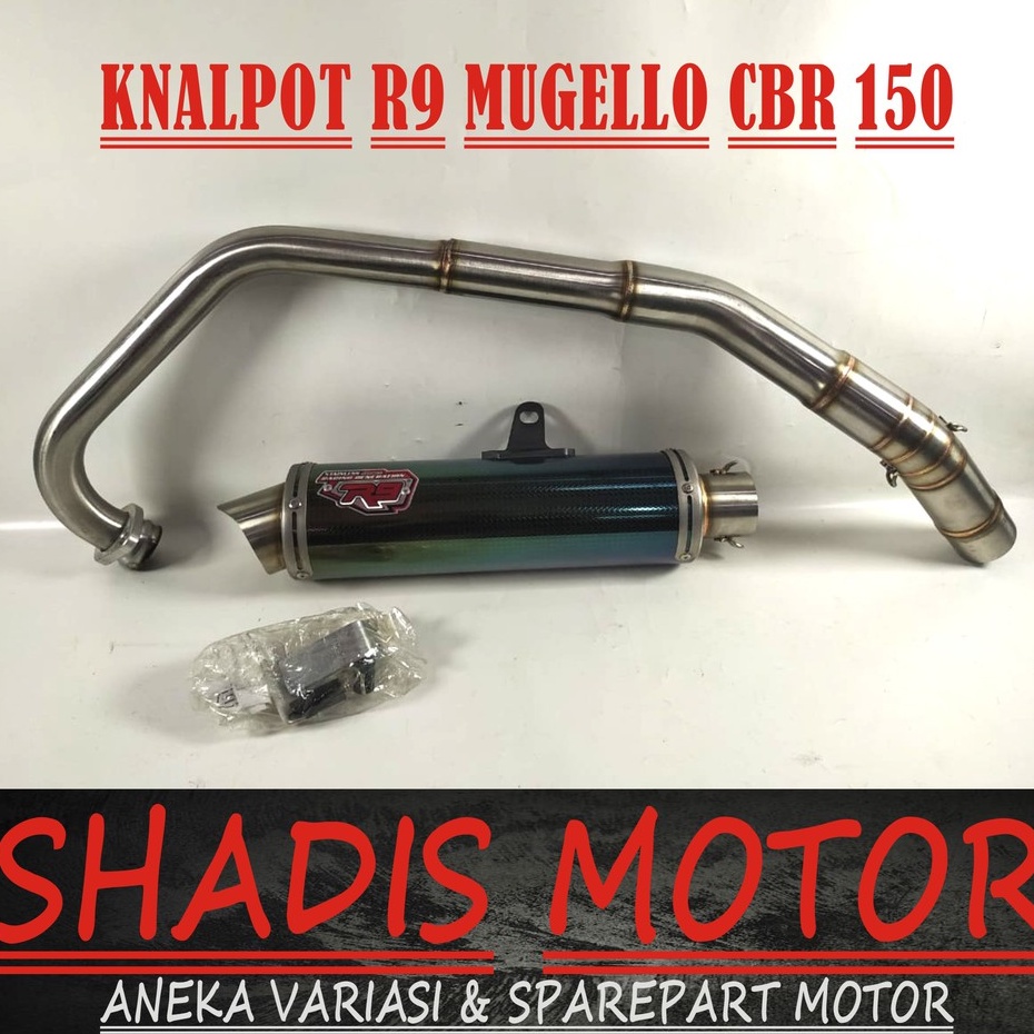 Knalpot Motor Merk R9 Tipe Mugello Stainless Steel Motor CBR 150