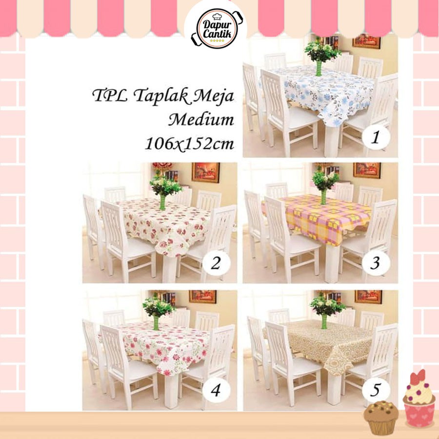 DapurCantik Taplak Meja Anti Air Ukuran Medium 106 x 152 cm Taplak Meja Kotak Motif Anti Air - TPL
