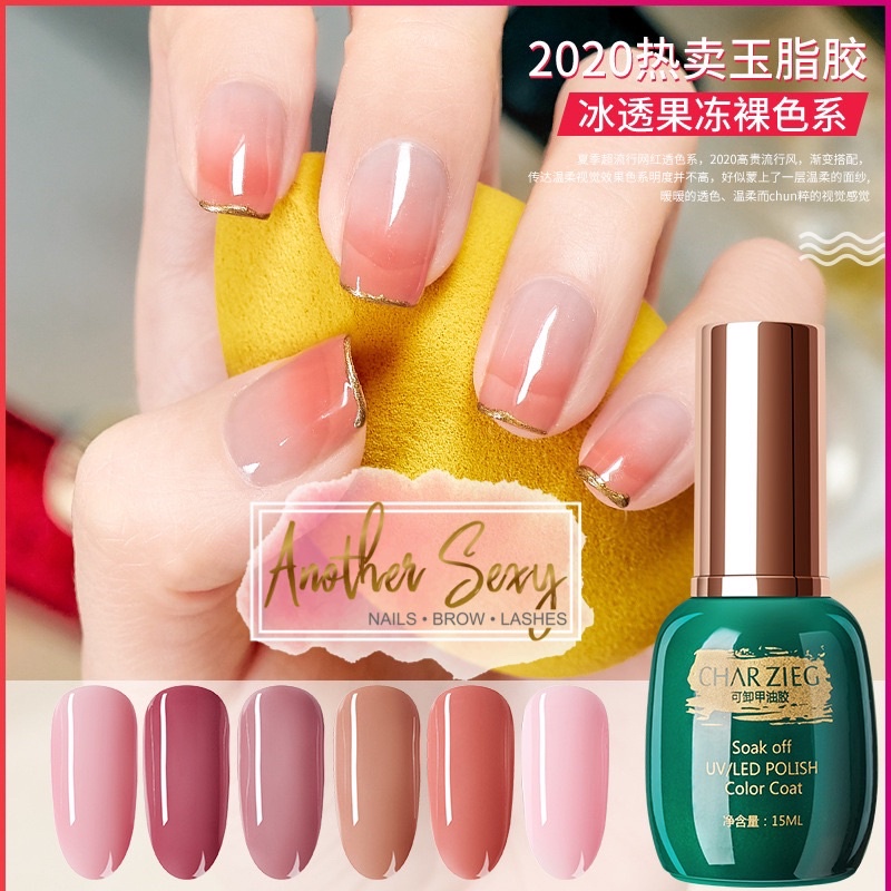 CHARZIEG JELLY JADE KUTEK GEL BENING JELLY GEL NAIL POLISH UV LED KUTEK WARNA JELLY NAIL ART / KUKU 