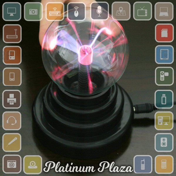 Pajangan Lampu Bola Kristal Plasma Light Sphere - ZC211700 - Black`QFQ5X8-