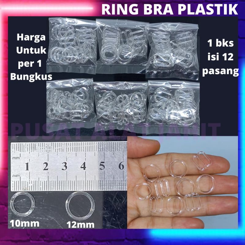 chelstore - GESPER RING 12 pcs SLIDER SLIDE SLIDING BULAT PLASTIK TRANSPARAN PENGATUR PENGAIT KAIT T