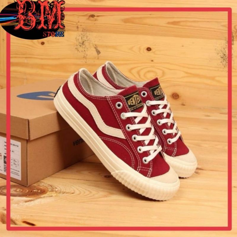 SEPATU VANTELA PUBLIC LOW MAROON GLOSSY ORI