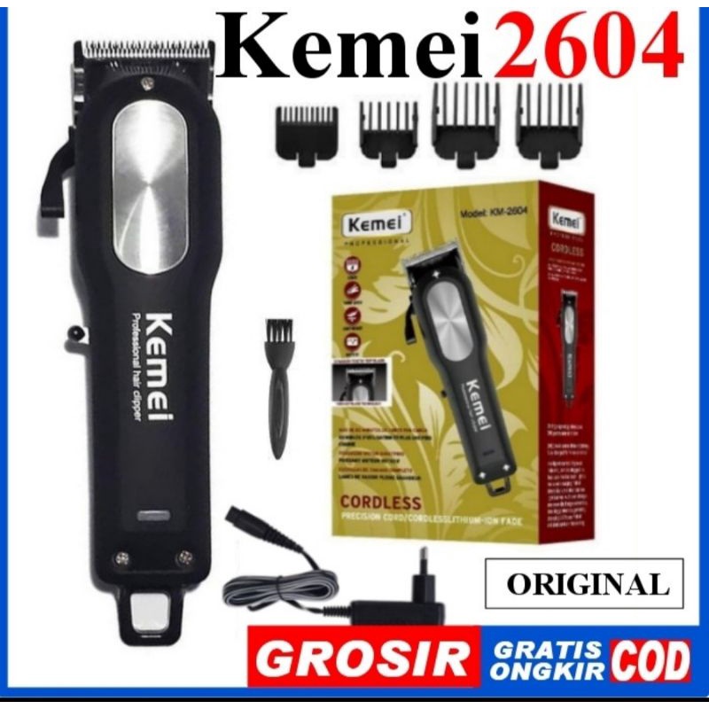 Alat Cukur Rambut Cas Hair Clipper Rechargeable Kemei KM 2604 ORIGINAL