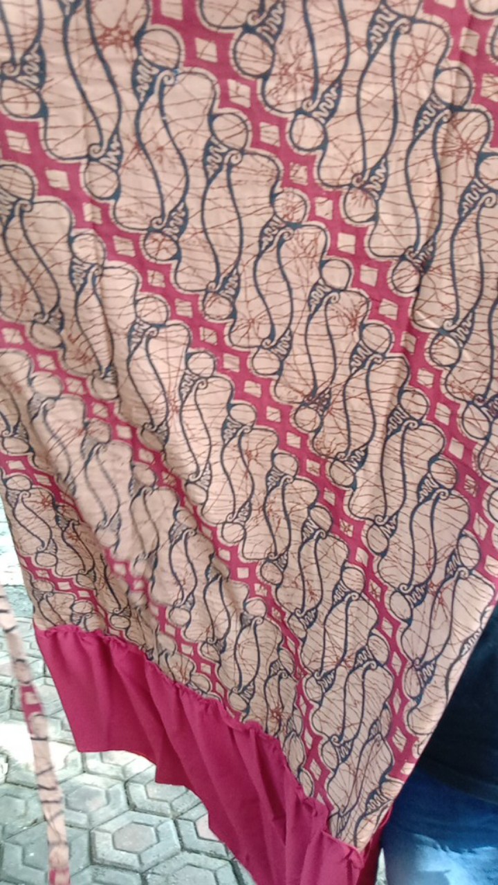 Gamis Batik Kombinasi Batik Manggar Kenongo Ukel Sogan Batik Modern