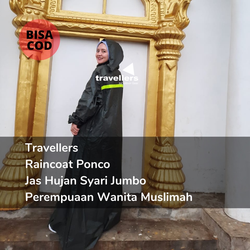 Jas Hujan Syari Jumbo Wanita Army Series