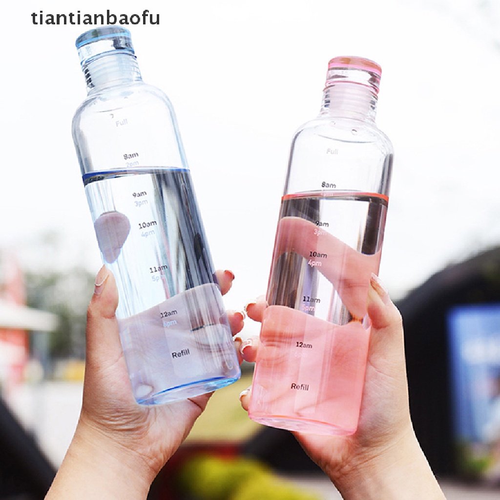 Botol Kaca Kapasitas Besar 500 / 650ml Dengan Penanda Waktu Untuk Minuman