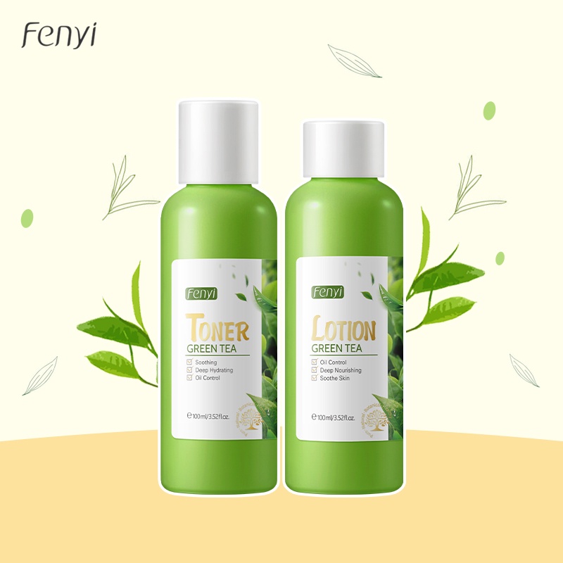 BPOM Fenyi Green Tea Toner Wajah Set Perawatan Kulit Memutihkan Mengontrol Minyak Lotion Melembabkan 2pcs