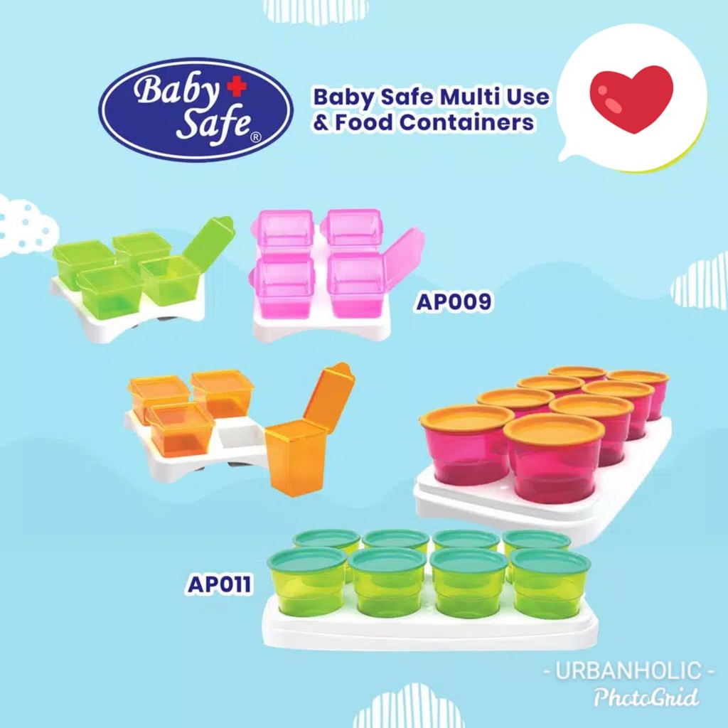 BABY SAFE Food Container AP009 / AP011 Babysafe Multifood Cubes Freezer Pot Wadah Makanan MPASI