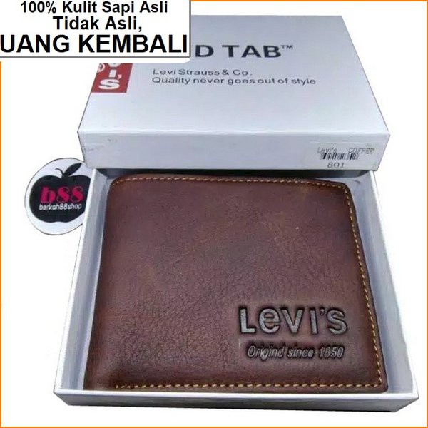 TERMURAH -    HT41 PROMO Dompet Kulit Pria Dompet Kulit Asli Import Pria Merk Levis  Coklat Hitam