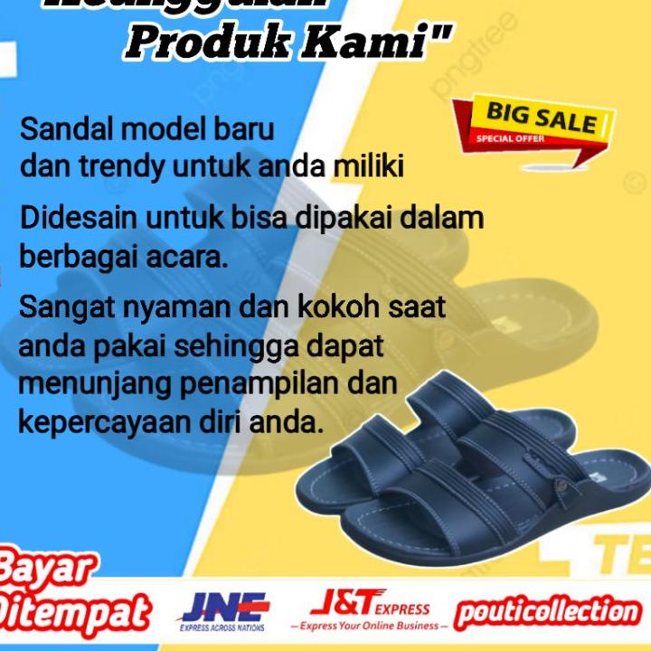 [SKU : AT9TD] Sandal Pria Kulit Asli Original Sendal Cowok Casual Fladeo Laki Laki Kasual Dewasa Sli