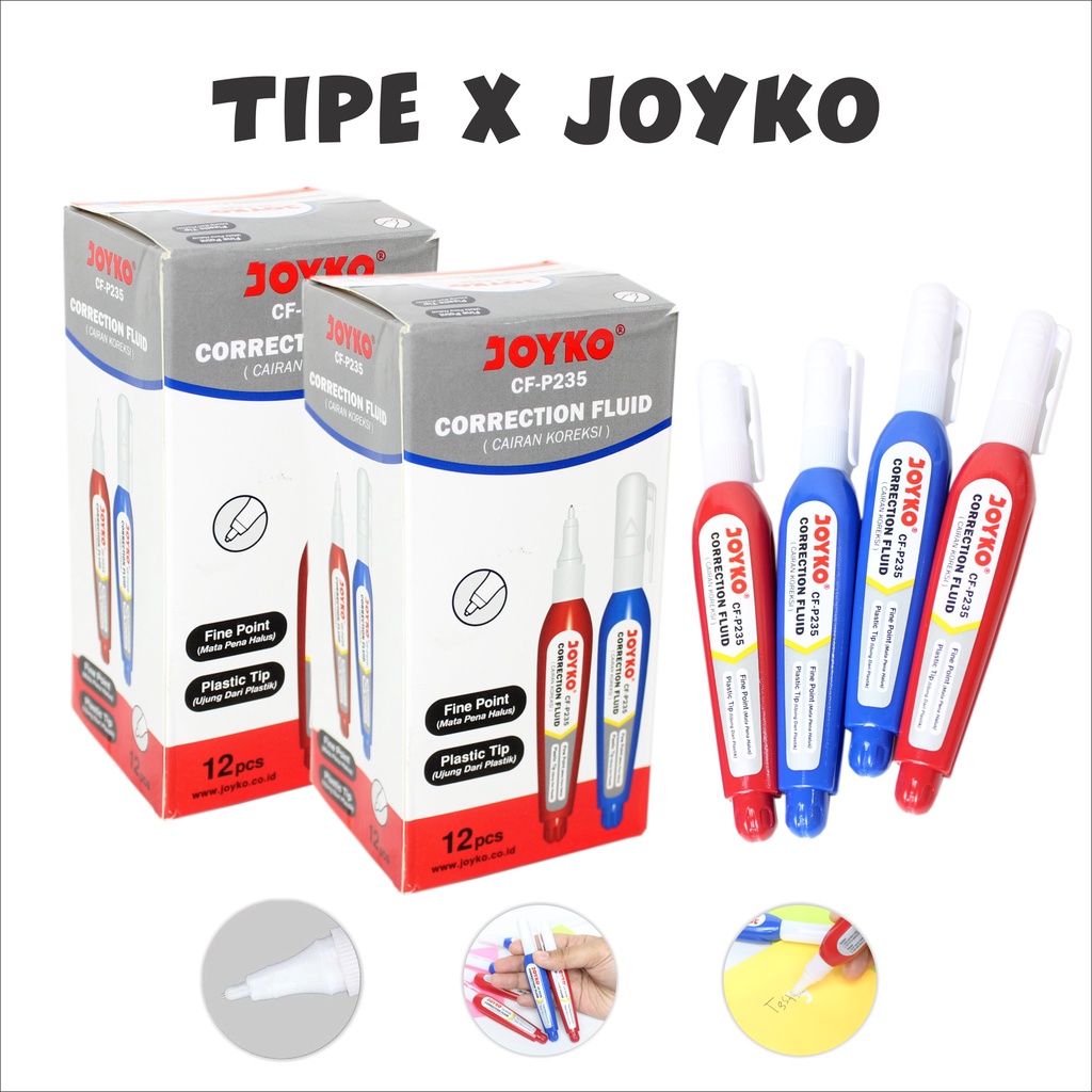 

Tipex kertas / correction tape / Tipex Joyko Corection Fluid merk Joyko Penghapus Cair