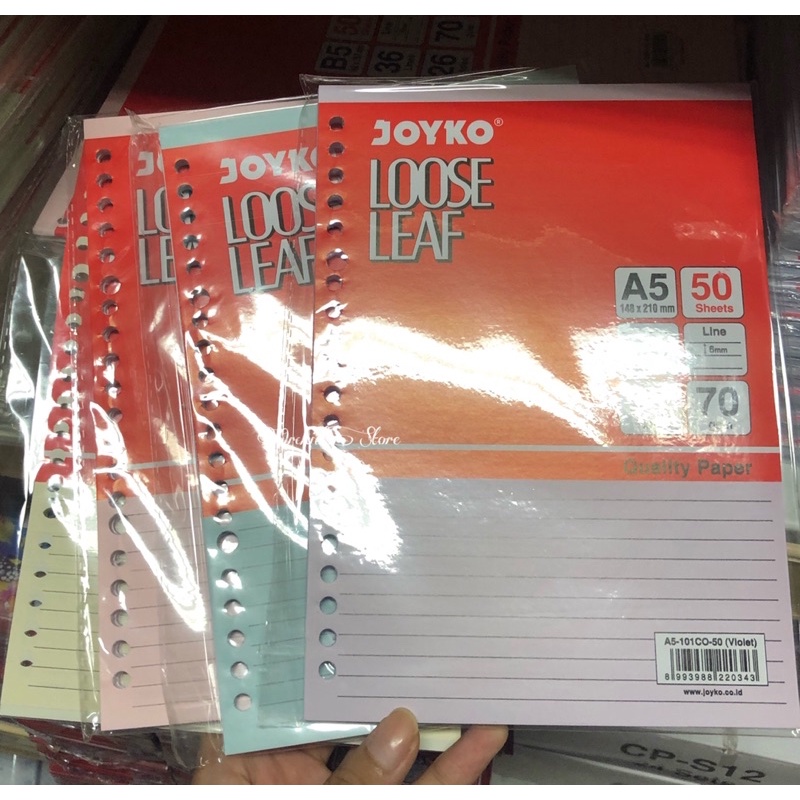 

Isi Binder Loose Leaf Rainbow Color A5/Isi Binder Joyko Loose Leaf 50Lembar