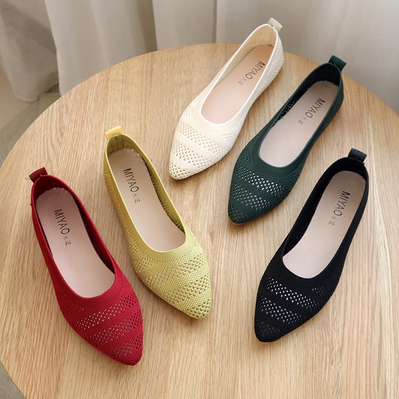 flat shoes sepatu rajut knit premium import 105 C lancip