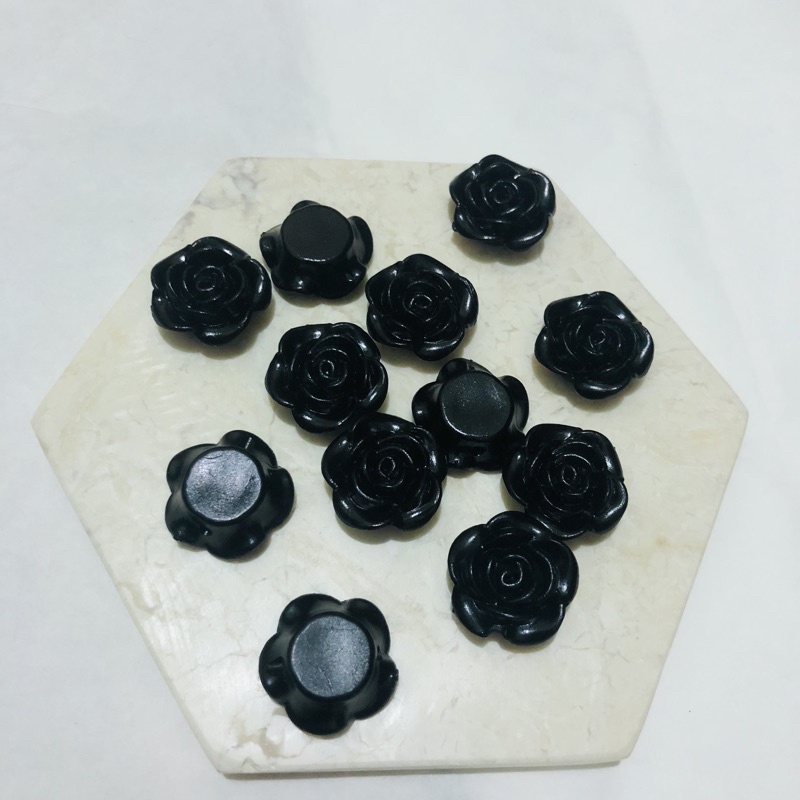 resin mawar , manik mawar , mawar hitam, mote mawar, kreasiku123, manik bunga mawar