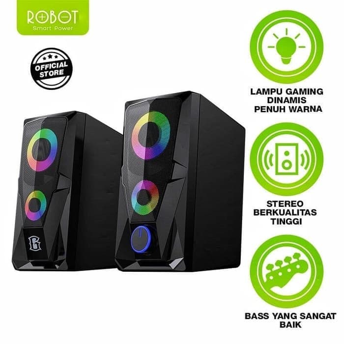 ROBOT Speaker Aktif Gaming Stereo RS200 Jack 3.5mm Garansi Robot 1 Tahun Speaker Lapto / Speaker Komputer