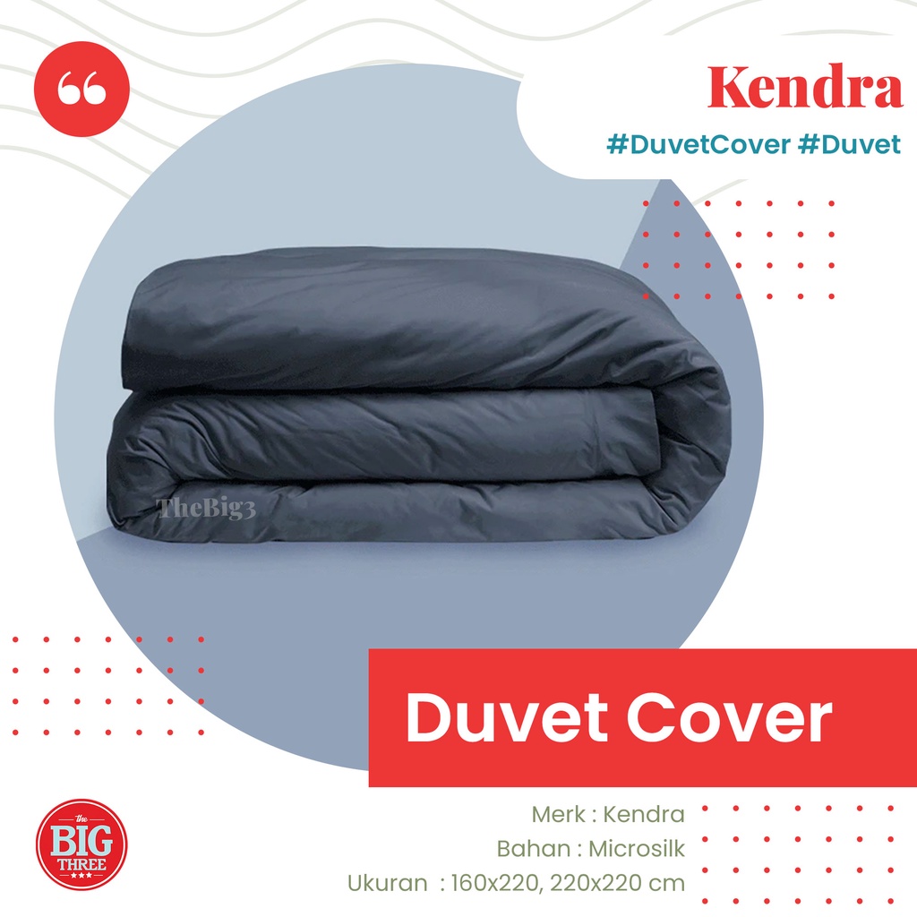 Kendra Duvet Cover Ukuran 160X220 / 220x220 Polos Emboss - Jacquard Merah Putih Biru Abu Coklat Kuning - Single King TBT