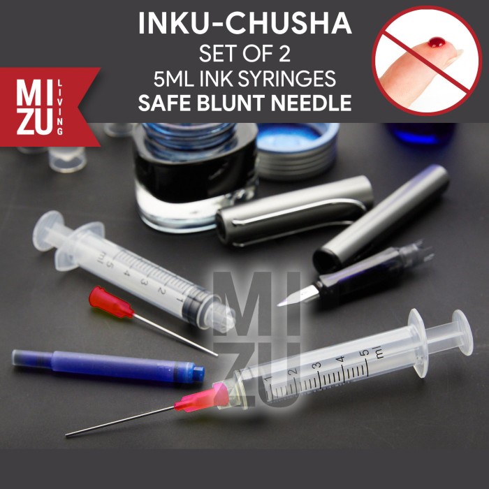 

CODE493 MIZU INKUCHUSHA 2Pcs Blunt Ink Syringe 5ml Suntikan Tinta Fountain Pen
