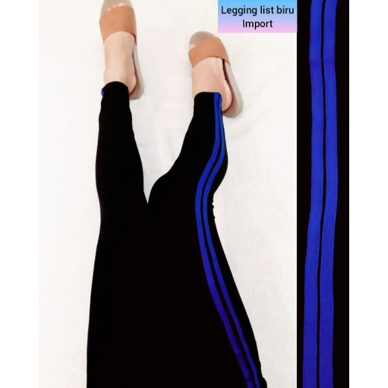 NEW LEGGING IMPORT LIST BIRU/LEGGING MURAH