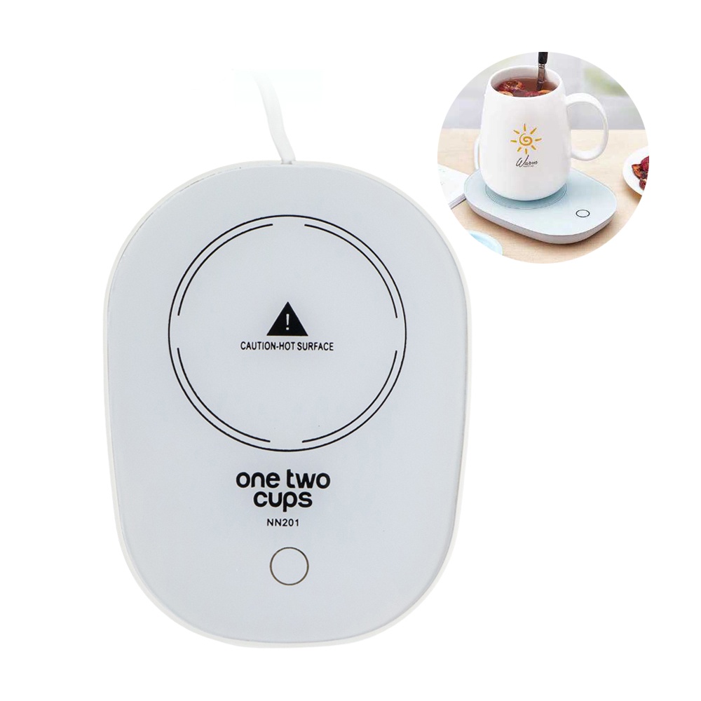 One Two Cups Tatakan Gelas Pemanas Kopi Coffee Cup Warmer Heating Pad - White