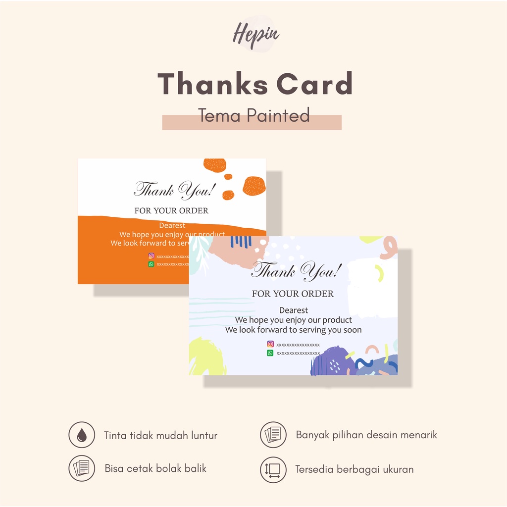 

thanks card murah edisi PAINTED/kartu ucapan