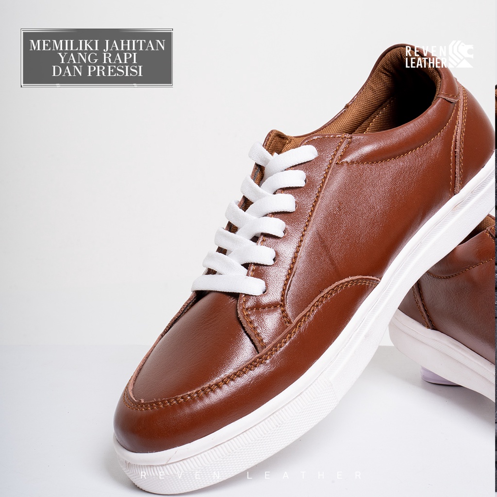 Sepatu Casual Pria Sneakers Formal Kasual Santai Polos Kerja Ori Pria Cowok Kulit Sapi Asli Original