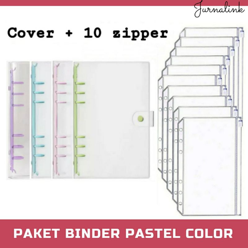 

Binder A6 Transparan 6 Ring Warna Pastel / PAKET Budgetin Keuangan - Cover + Ziplock PVC Transparan