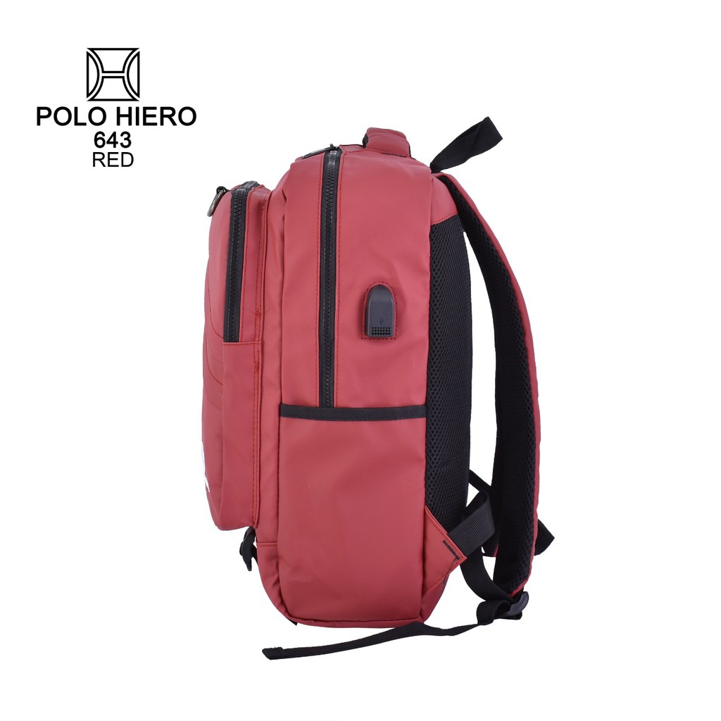 Best seller! Ransel Polo Hiero 643 Tas Sekolah Stylish Bahan Lembut,Licin (Free Kabel USB Extension) BISA COD-3