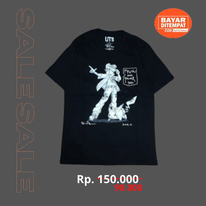 KAOS TSHIRT UNIQLO X DANIEL ARSHAM POKEMON BLACK