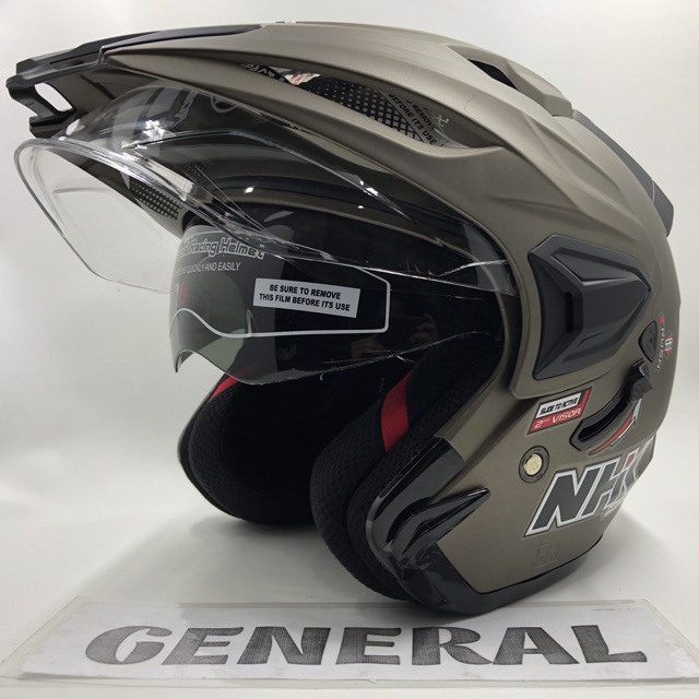 Helm Nhk Predator Crypton Solid Star Grey Doff Abu Dop Double Visor Half Face Shopee Indonesia