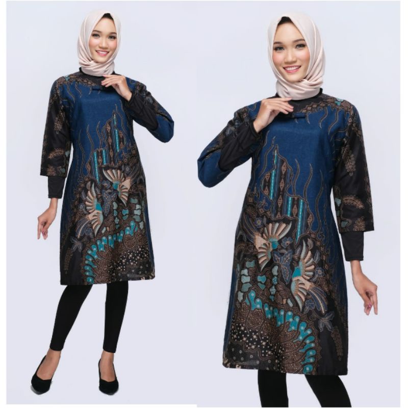 Dress Wanita Batik Jumbo Modern 4L 5L Blouse Tunik Big Size XXXL Seragam Batik MOR