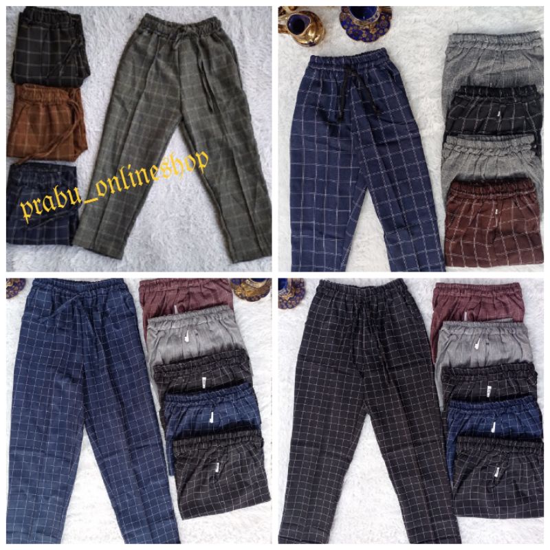 CELANA BAGGY PANTS ANAK PEREMPUAN/USIA 4-10THN/FASHION MOTIF KOTAK