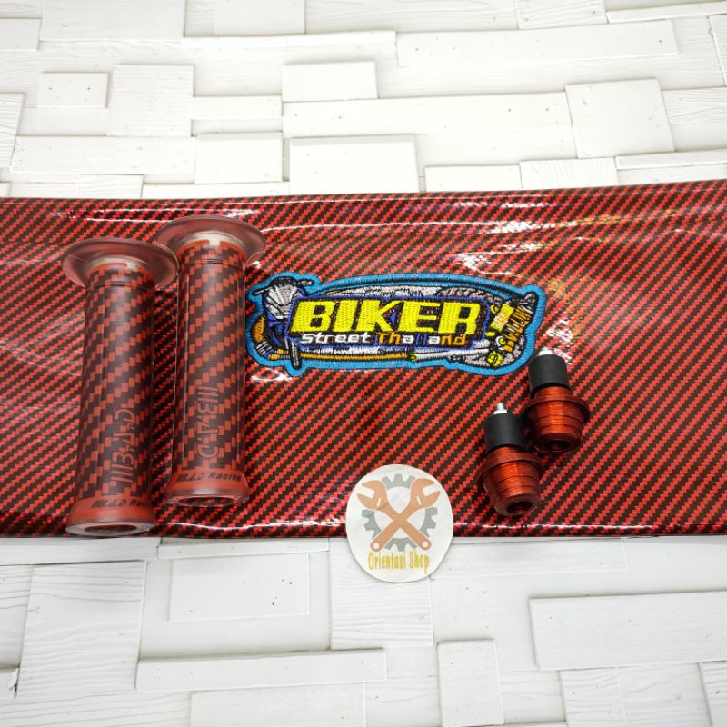 Kulit jok biker+ handgrip carbon+Jalu stang bisa untuk semua motor